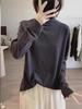 Apricot Soft Sticky Half-High Neck Women's Oversized Long-Sleeve Base Layer Top - Autumn/Winter European Style.