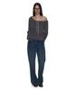 PARTIMENTO WOMEN Terry Drawstring Off-Shoulder Top_Charcoal