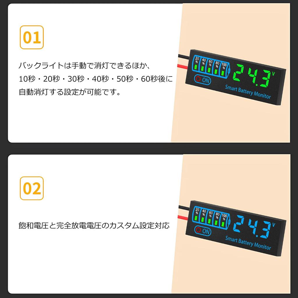 Battery Monitor, Voltmeter, Voltage, Battery Level, Digital Display, Compatible with