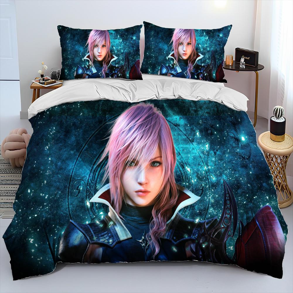 Final Fantasy Series Games Cartoon Comforter Bedding Set,Duvet Cover Bed Set Quilt Cover Pillowcase,king Queen Size Bedding Set