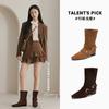 Retro Wildleder Kurzstiefel Herbst und Winter Ausländischer Stil Martin Stiefel Lässig Spitze Western Cowboy Schnalle Damen Stiefel Trend