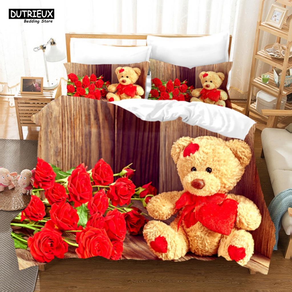3D Teddybär Bettwäsche Set Weiß Eisbär Bettwäsche Jugendliche Frauen Einzelbett Twin Queen King Übergröße Bettbezug 2/3-teilig Bettwäsche