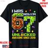 I Was 6 Now Im 7 Unlocked Pixel Gamer Boy Kid T Shirt Adult Vintage Soft Homme Slightly Streetwear Unisex Stretched