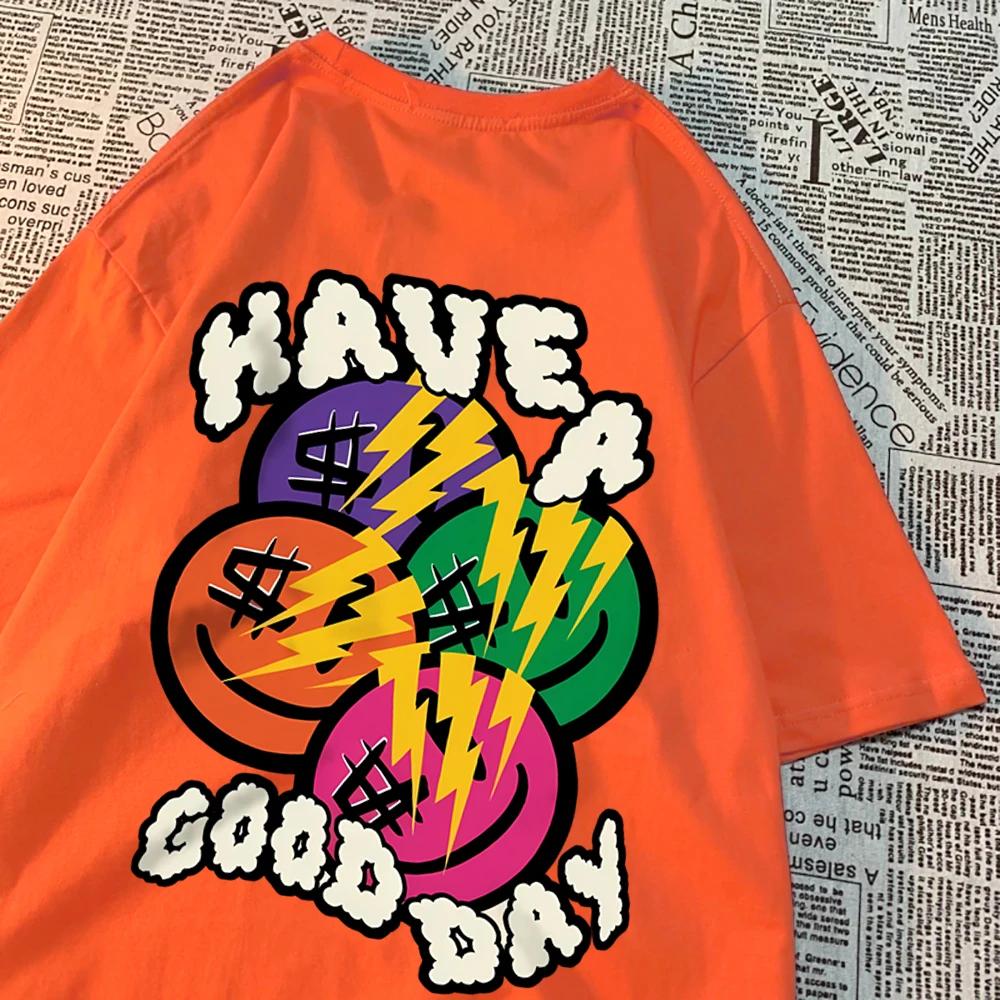Have A Good Day Money Enthusiasts T Shirt Men High Quality Breathable T Shirt Hip Hop Harajuku Soft Clothes Crewneck Loose Tops