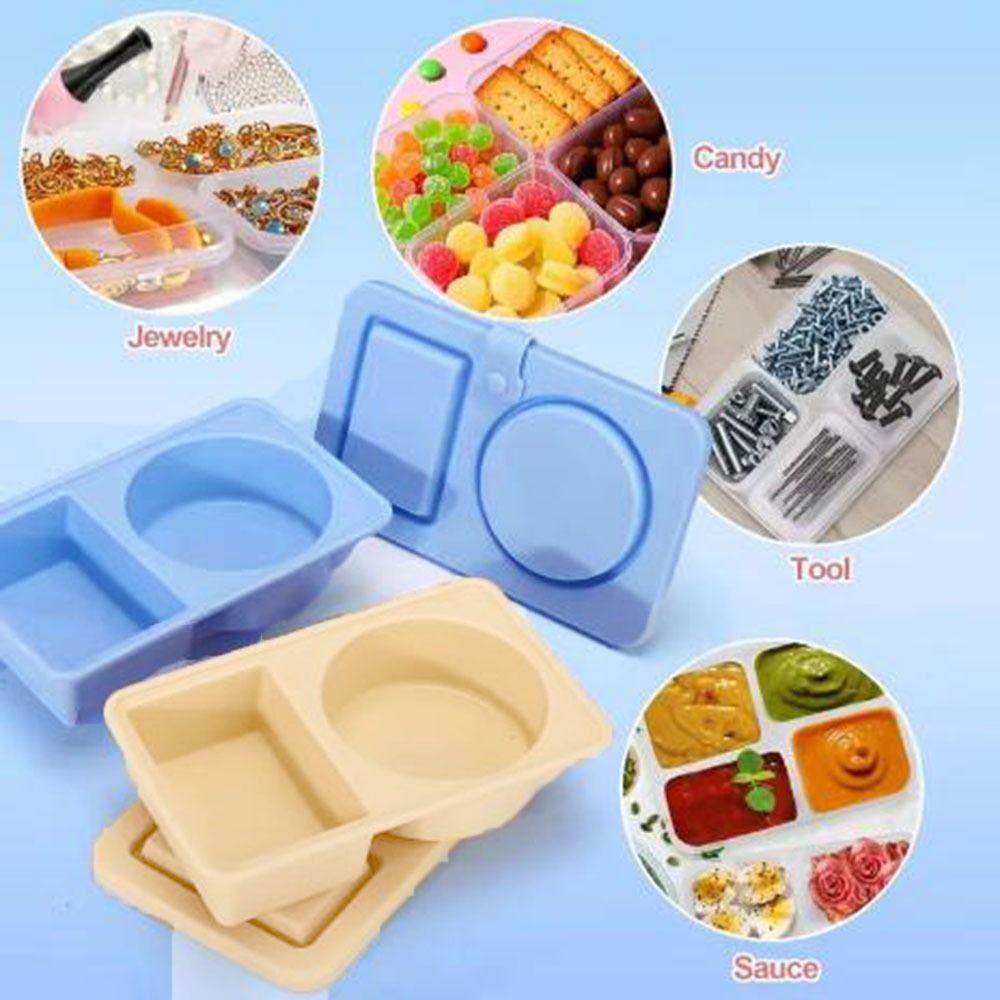 Foldable Double Compartment Snack Box Leakproof Sauce Seasoning Containers Kitchen Gadgets