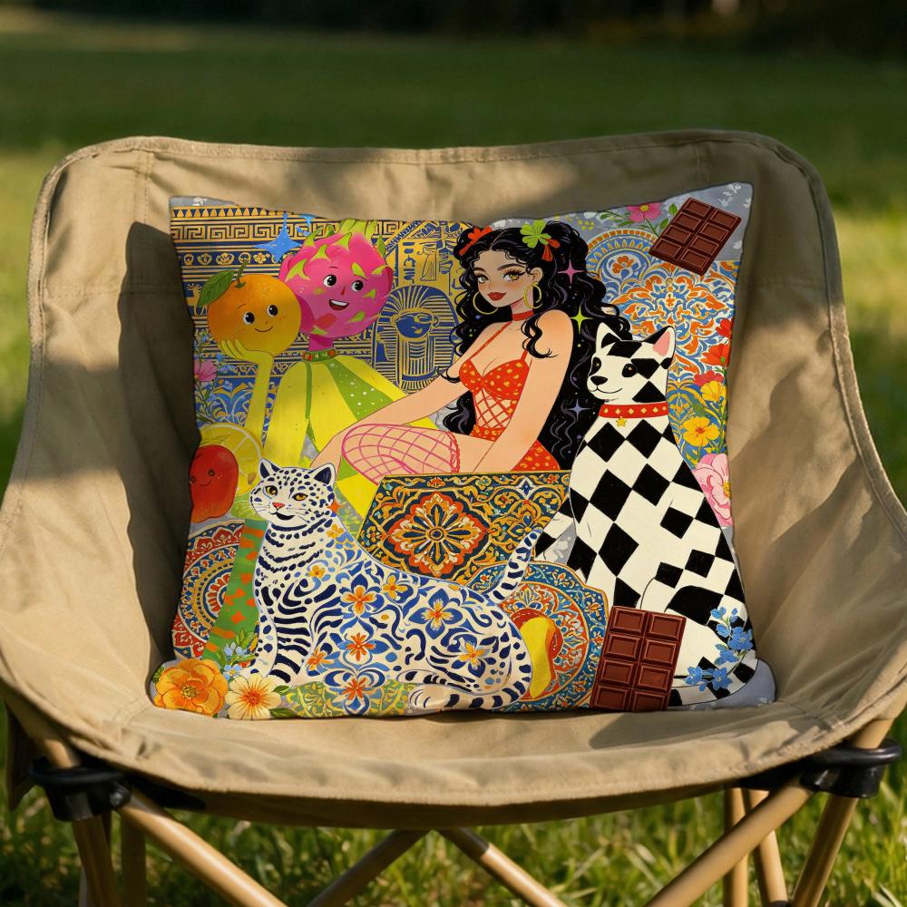 Nostalgic Vintage Exotic Cushion Cover Soft Reversible  Durable Pillow Cover  MultiScene Use for Home  Car Daily Comfort