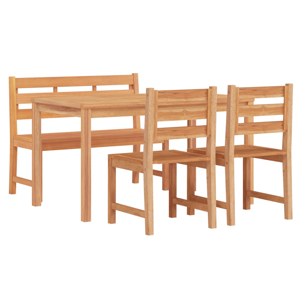 4 Piece Garden Dining Set Solid Teak Wood