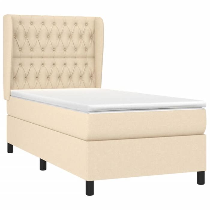 Maison Exclusive - Sommier à lattes de lit et matelas Crème 90x190 cm Tissu