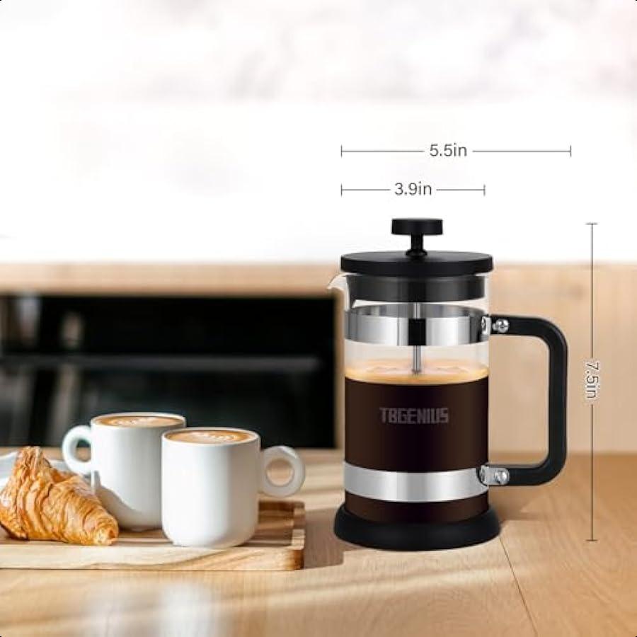French Press Coffee Maker 21 Oz Cold Brew Heat Resistant Thickened Borosilicate Coffee Pot Coffee Presses 600 Ml Tea and Frothe