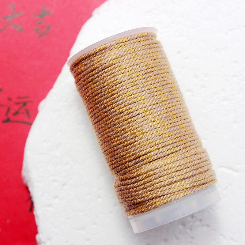 1.0/1 2Mm Sprinkling Gold Thread Plus Gold Hand Rubbing Cotton Thread 18 Strands Non-Elastic Hand Cotton Thread 25 Meters Roll Diy Braided Rope Wenwan