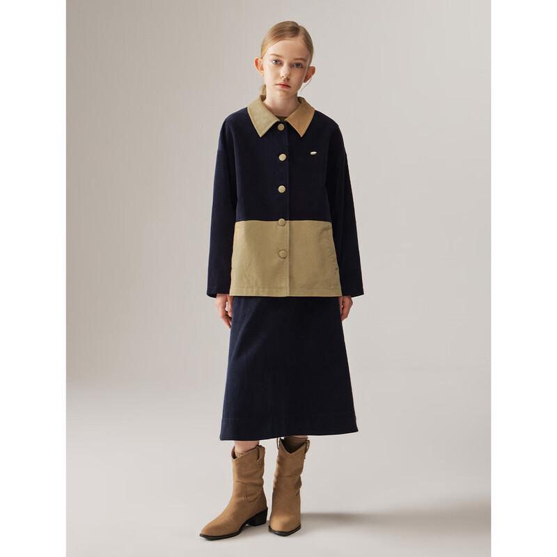 ELLE KIDS Girls Retro Corduroy Color-block Jacket 140