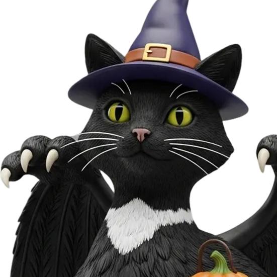 Halloween Ornament Pumpkin King Cat Duck Black Cat in Pumpkin Angry Expression Middle Finger Gesture Spooky Season Decor