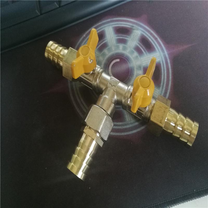 Brass Push-to-Connect Ball Valve Reducing Tee for Water Pipes (Sizes: 6/8/10/12/14/16mm)