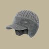 Men Hat 3-in-1 Knitted Baseball Cap with Ear Flaps Imitation Mink Fur Lining Quick-Drying