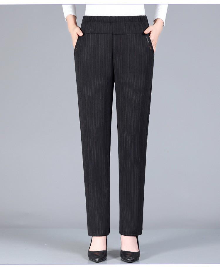 Pantalon Velours Doublé Taille Haute Élastique pour Femmes - Épais, Coupe Ample, Parfait pour les Femmes d'Âge Moyen et les Personnes Âgées