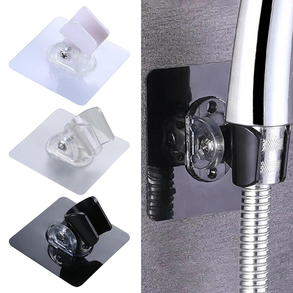 Home Shower Head Holder Bracket 7.2*7.2cm Black PC Transparent Wall Mount Self-adhesi Suitable For Most Shower
