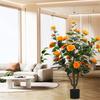 3 28 Feet Camellia Artificial Plants Planter Realistic Faux Floral Plant Blooming