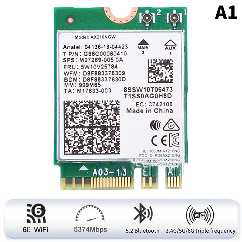 For Laptop Pc Wifi 6E Ax210 Bluetooth 5.2 M.2 Wireless Card Ax210Ngw 2.4Ghz 5Ghz 6Ghz 5374Mbps 802.11Ax Ax200 Adapter