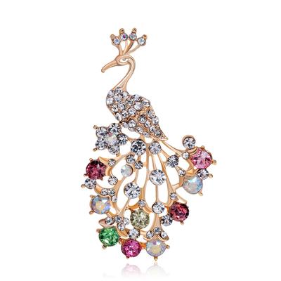 Women Elegant Peacock Brooches Fashion Shimmer Breastpin for Wedding Party