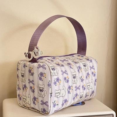Cute Cartoon Hand-Held Cosmetic Bag Large Capacity Travel Portable  Storage Bag Makeup Pouch Girls Birthday Creative Gift