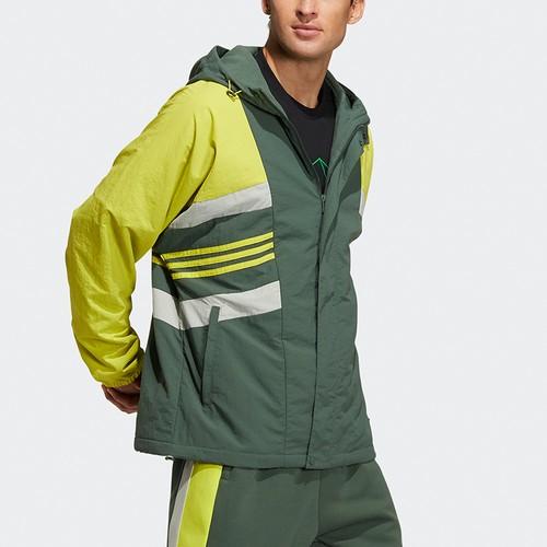adidas Men's Casual Sports Color-Blocked Hooded Jacket Green