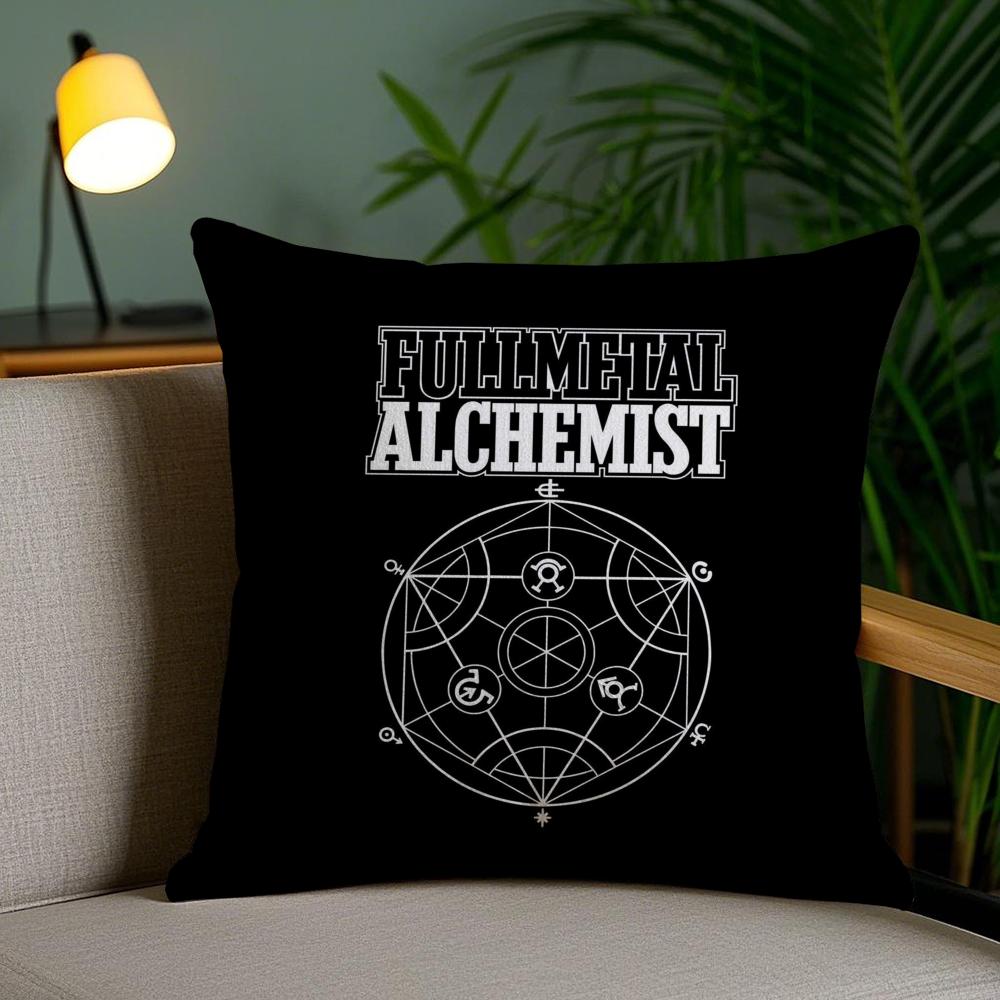 F-Fullmetal A-Alchemist Cushion Cover Soft Short Plush Double-Sided Printing Home Decor Machine Washable Pillow Case Gift