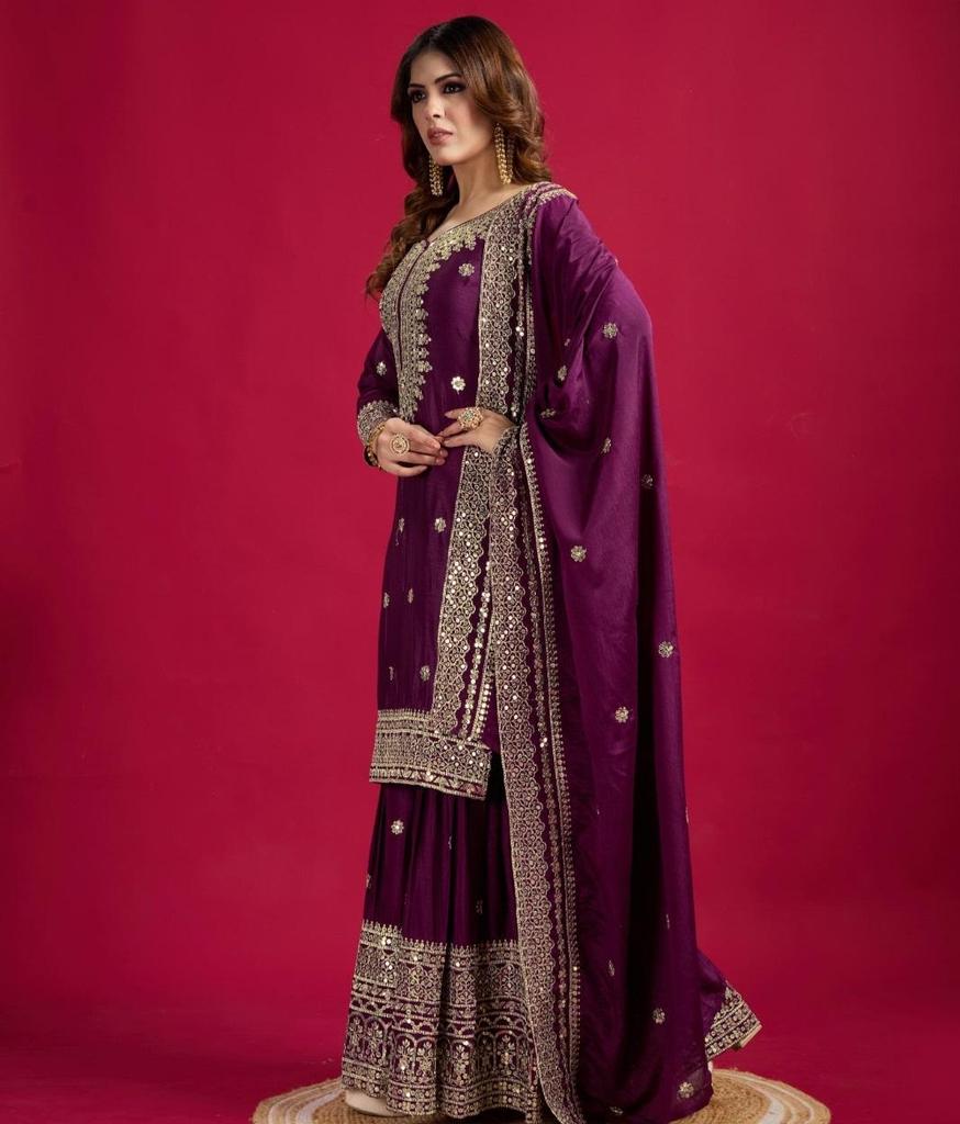 Women Indian Pakistani Salwar Kameez Sharara Set Bollywood Party Wear Ethnic Palazzo Suit