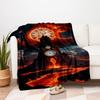"Timeless Eruption: Fantasy Clockwork Volcano Art Print"Blanket Flannel Throw Blanket for Sofa, Bed, Travel, Camping, Office