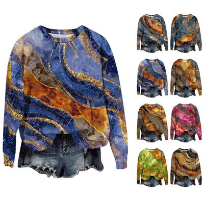 Women's Fashion Printed Long Sleeve Loose Round Neck Sweatshirt Top Fall