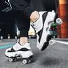 Children's 4-wheel Dual-purpose Roller Shoes Outdoor Kids Deformed Shoes With Wheels Fashion Parkour Sneakers For Girls Gift