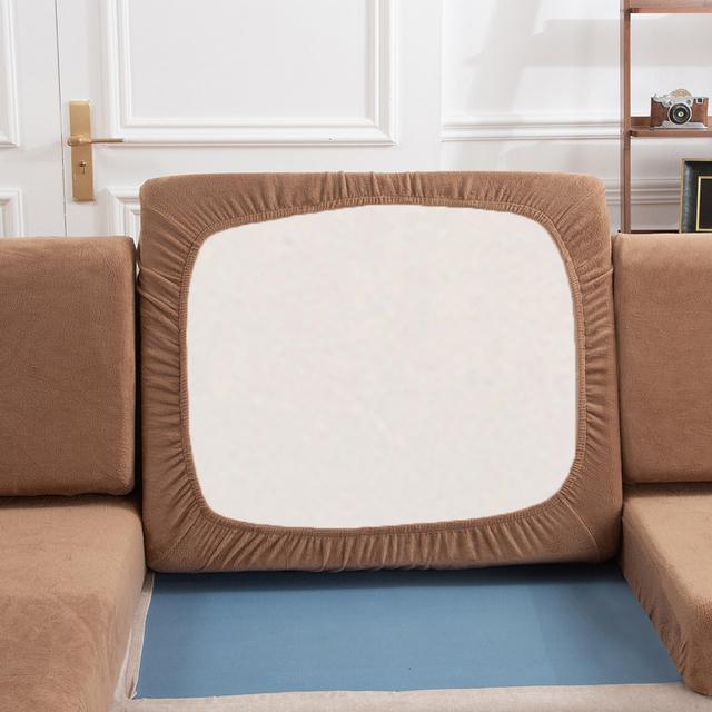 

Плюшева наволочка для вітальні, еластична однотонна накидка на диван, сидіння та диван, чохол для домашніх тварин, дитячі пухнасті захисні меблі Back cover