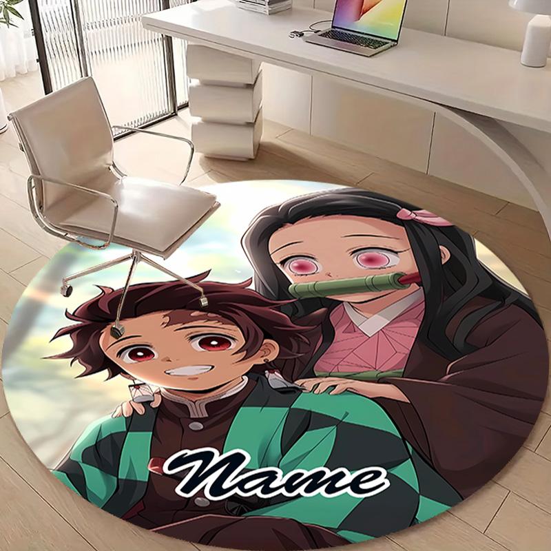 Personalized Demon Slayer Round Chair Office Rug - Perfect for Mat, Office Chair & More - Ideal Gift for Birthdays and Holidays