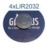 Girafus 4x Button Cells Lir-2032 Rechargeable Lithium - Replaces Cr2032 Button Cells - E.g.: Toys, Pet Tracker, Etc