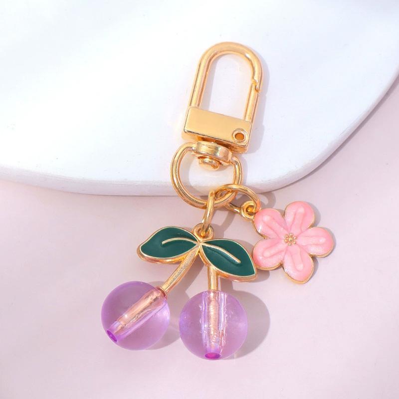 

1 шт. 3D Вишня для ключа от машины Желейный цвет Милый брелок-шарм Сумка-кошелек Брелок Металлическая эмаль Цветок сакуры Цветок B фиолетовый