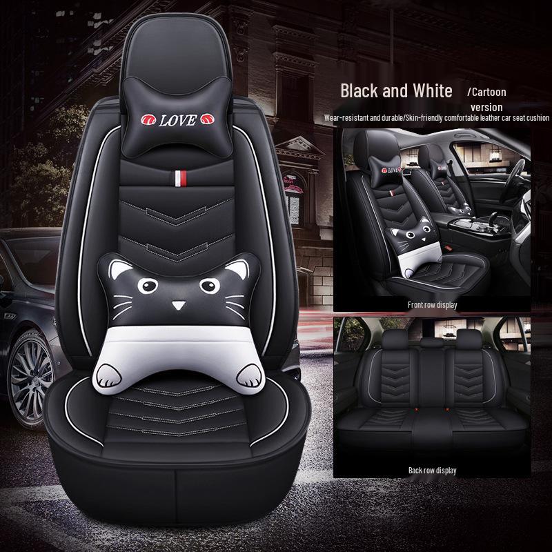 Universal Full Leather Breathable Car Seat Covers - Wear-Resistant, Full Surround, and Fits Five-Seat Interiors