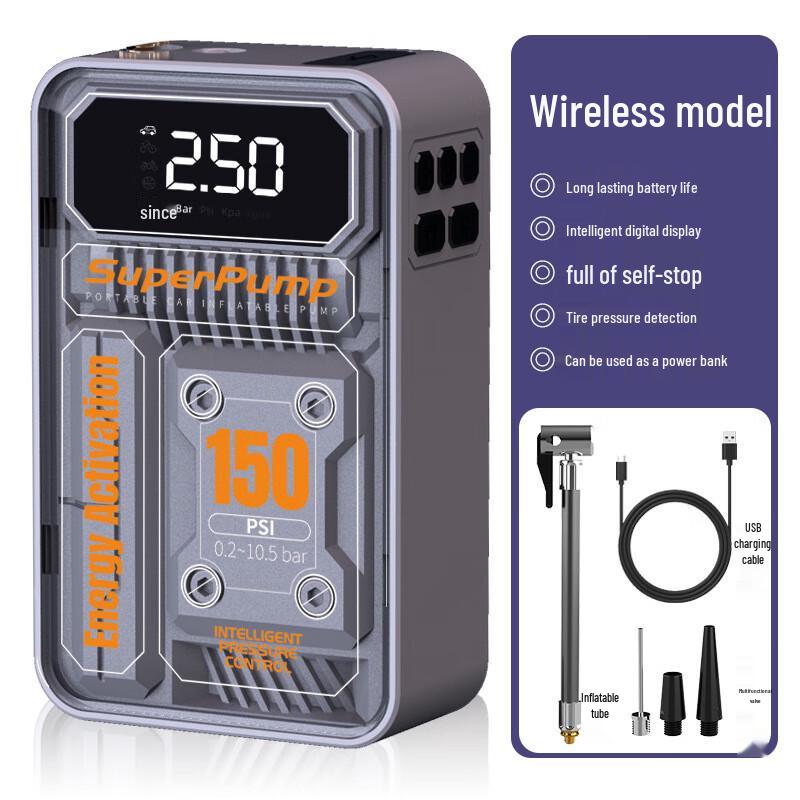 OIMG Wireless Car Air Pump with Digital Display and Power Bank Function