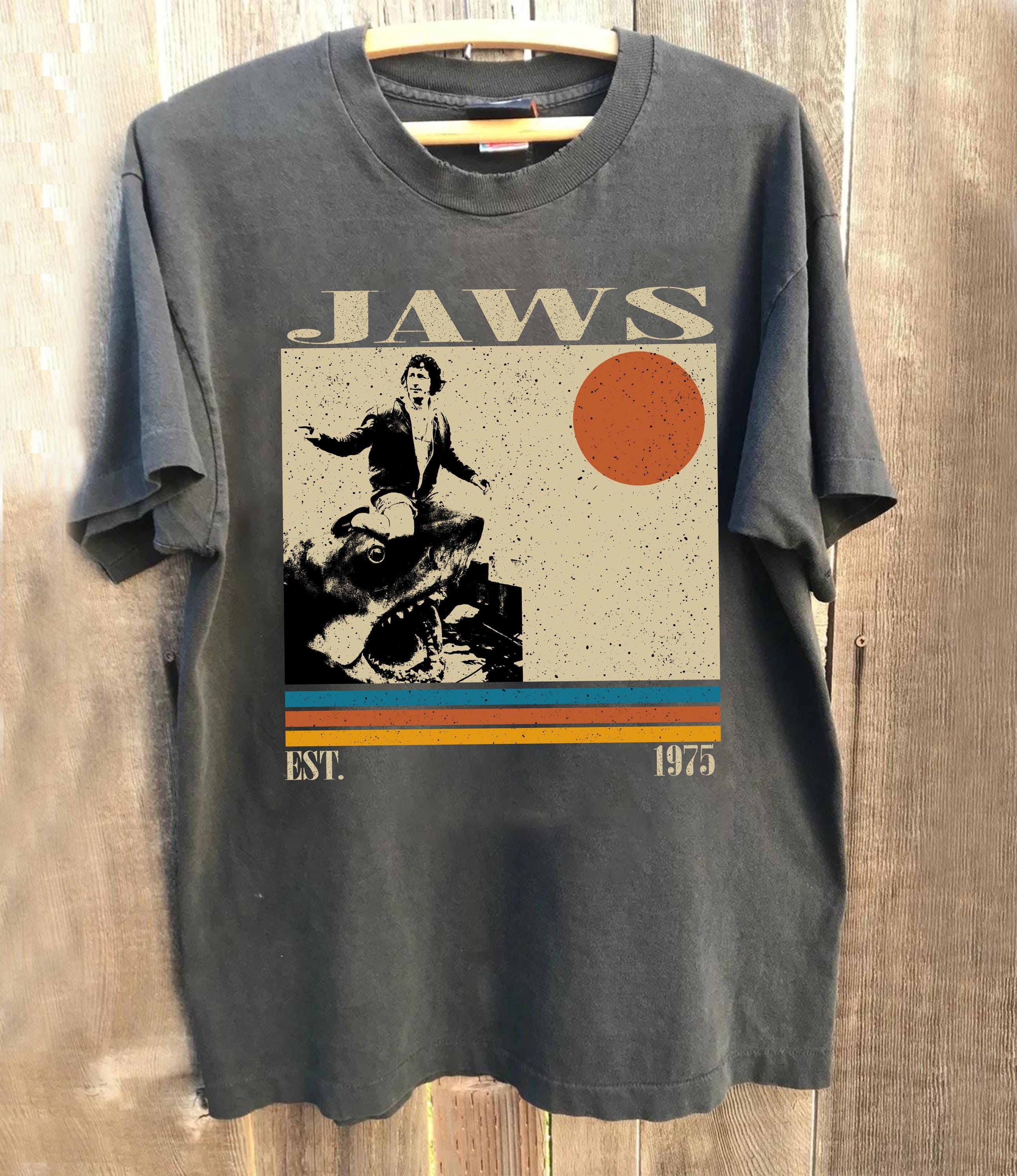 

Jaws Movie Tshirt Retro Movie Tshirt for Men Summer New Casual Tshirt Suitable for Both Men and Women as the picture14801