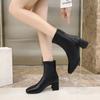 Dames Ensfarget Mote Høye Hæler med Glidelås bak Mote Støvletter Høye Støvletter Lærsko Midhøye Støvletter Damesko