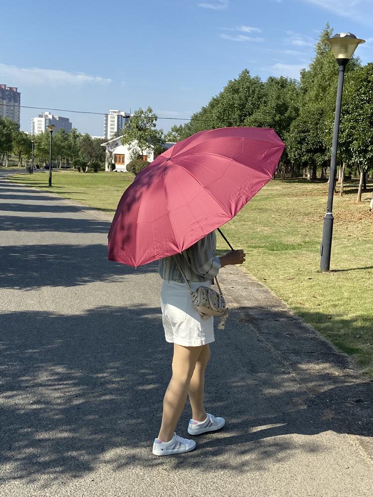12-Rib Extra Large Windproof Sun & Rain Umbrella, Black Vinyl Sunshade, Manual Folding for Men & Women