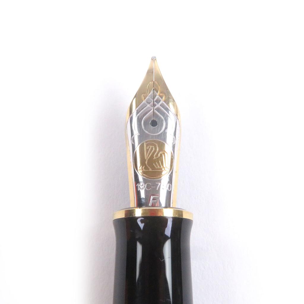 Excellent PERIKAN fountain pen Souverene M800 Cap type Green Stripe 18K mens Used