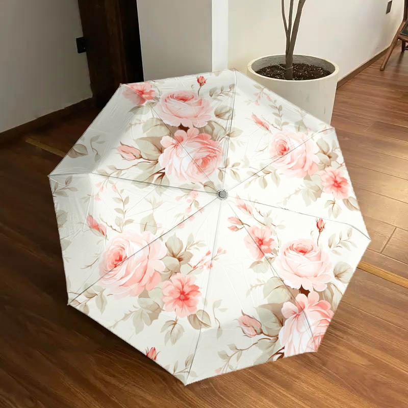 1pc Floral Pattern Pattern Umbrella  Automatic Opening and Closing Umbrella, High Quality Umbrella, Ideal Gift for Her 366