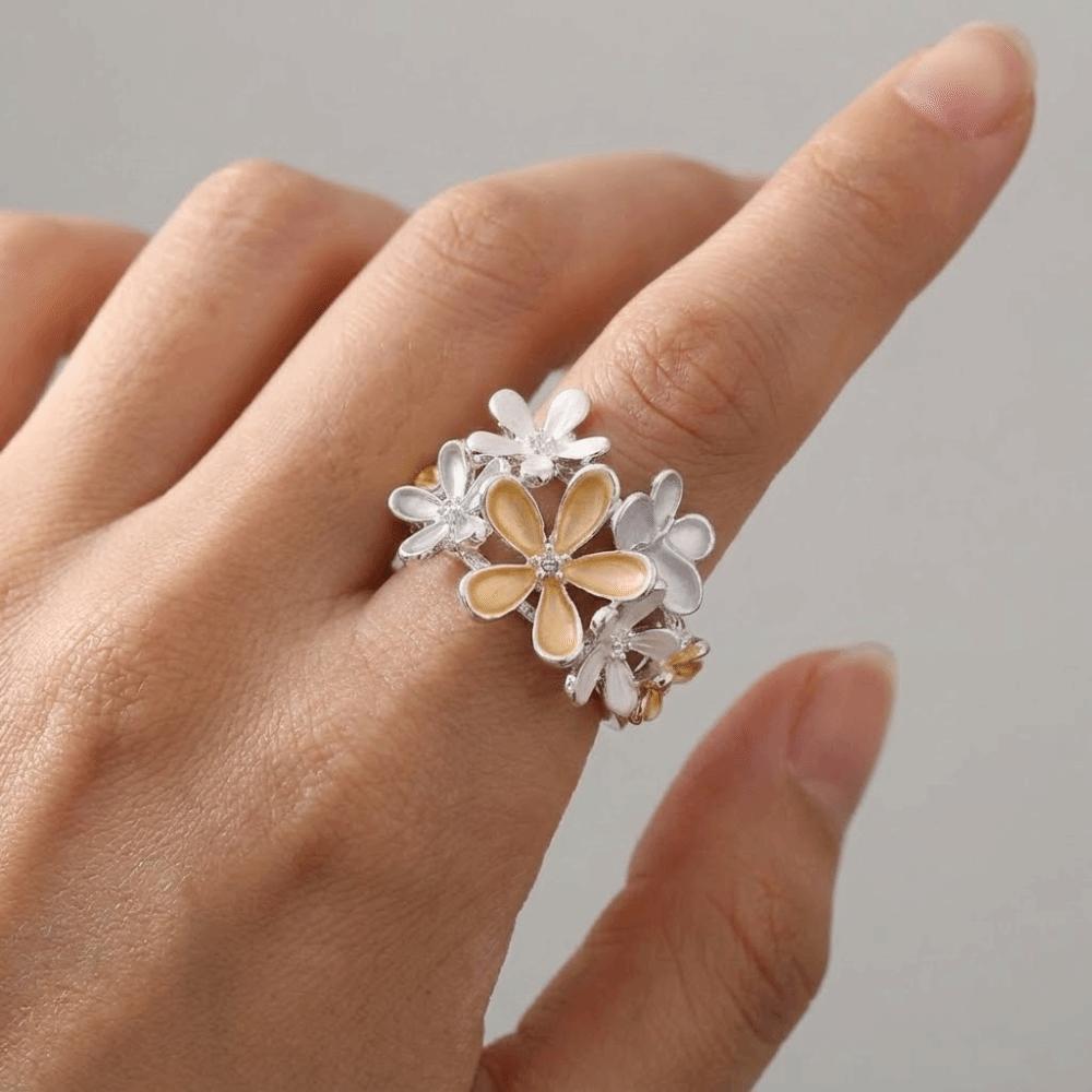 Petal Stretch Ring Multicolor Opening Ring Fashion Flower Ring  Girl