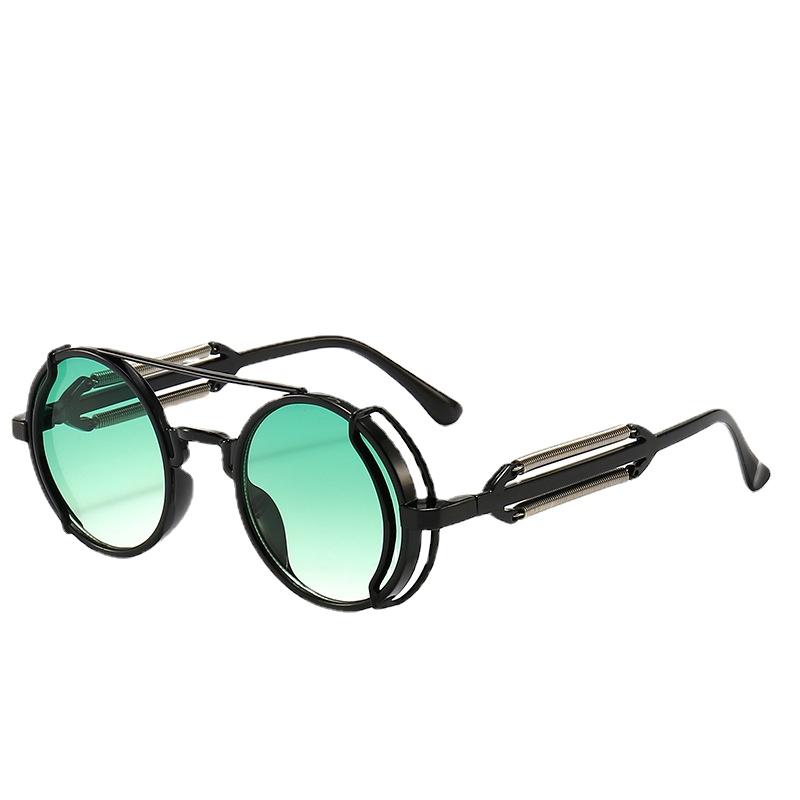 

New Pc Women S Hollow Round Frame Sunglasses Retro Men S Double Bridge Punk Sun Glasses Colorful Double Spring Leg Glasses As shown