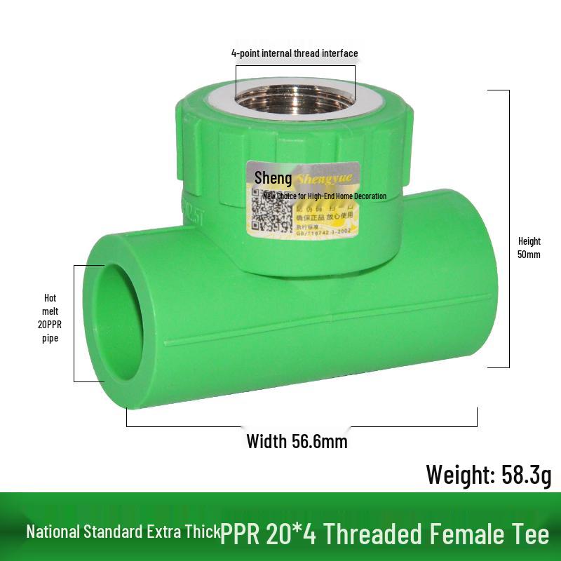 Thickened PPR 4-Point 20 Internal Thread Tee & External Thread Elbow Hot Melt Fittings