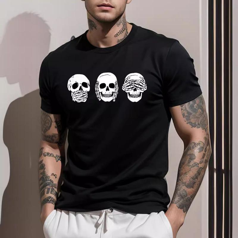 Summer Printed Hip-hop Loose Oversized Casual Pure Cotton Short Sleeved T-Shirts Men’s