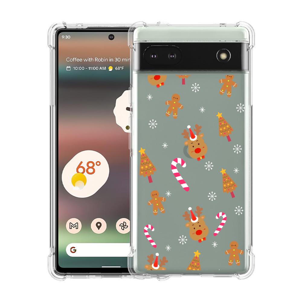 Christmas Four-Corner Drop-Proof TPU Case for Google Pixel 8 Mobile Phone - Festive Design