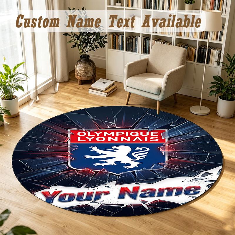 Round Rug Custom NameLyon FC Pattern Non Slip Carpet Home Floor Decor