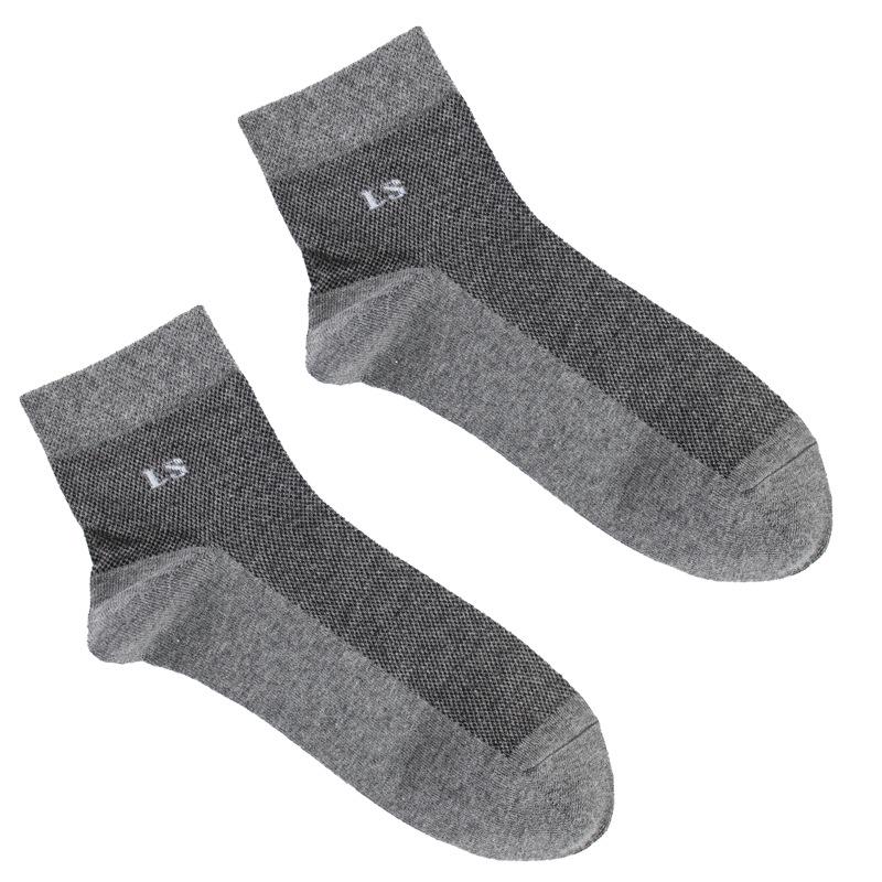 Langsha Men's Summer Thin Cotton Mesh Breathable Mid-Calf Socks, Black & White.