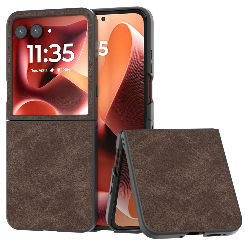 For Motorola Razr 60 Ultra 5G Case Black Edge PU Leather+PC Folding Phone Cover