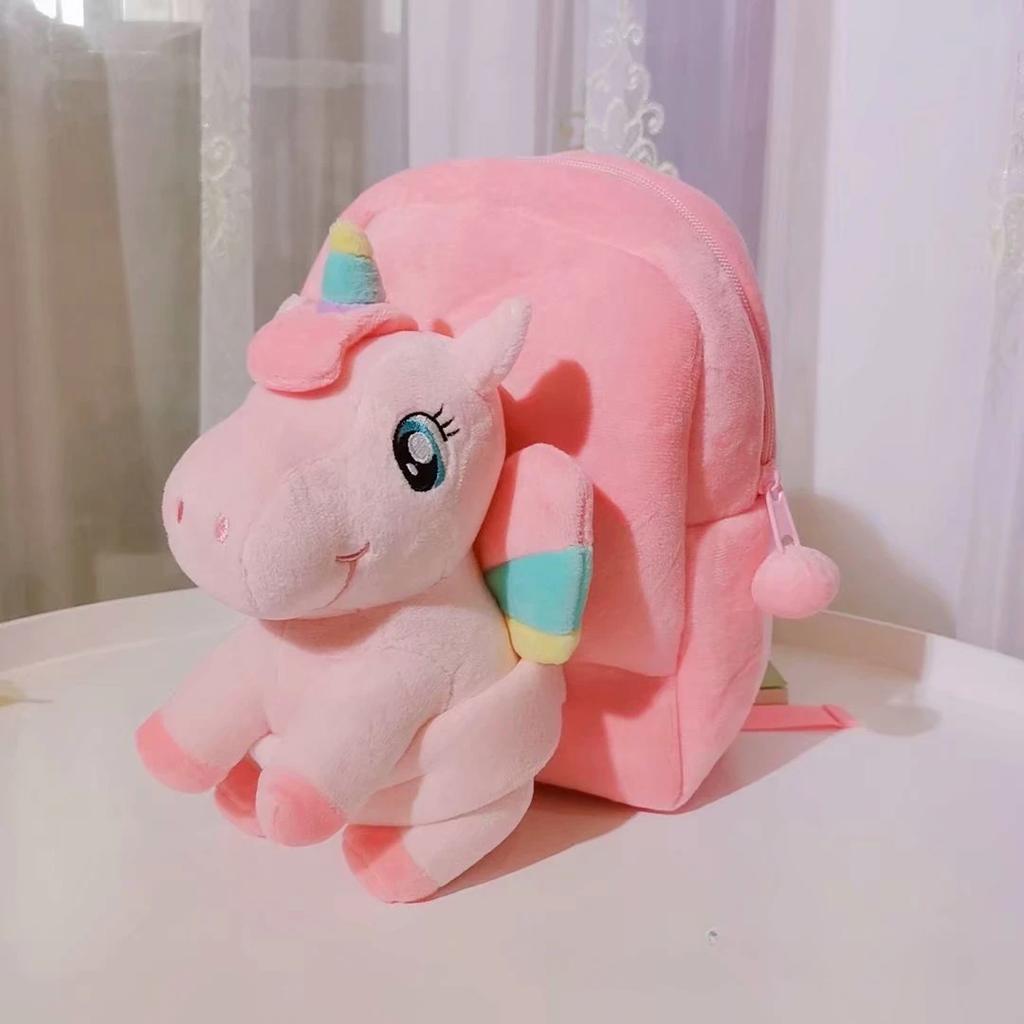 Kız Çocuklar İçin Tek Boynuzlu At Peluş Sırt Çantası Çocuk Sırt Çantası Tek Boynuzlu At Dolgulu Hayvan Peluş Oyuncak Küçük Çocuklar İçin Hediyeler Bebek Peçeteleri Atıştırmalık Kitapları Çantası